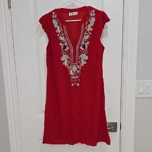 Lapegee Red Embroidered Dress